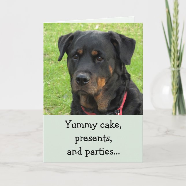 Yummy Cake Rottweiler Birthday Card (Front)