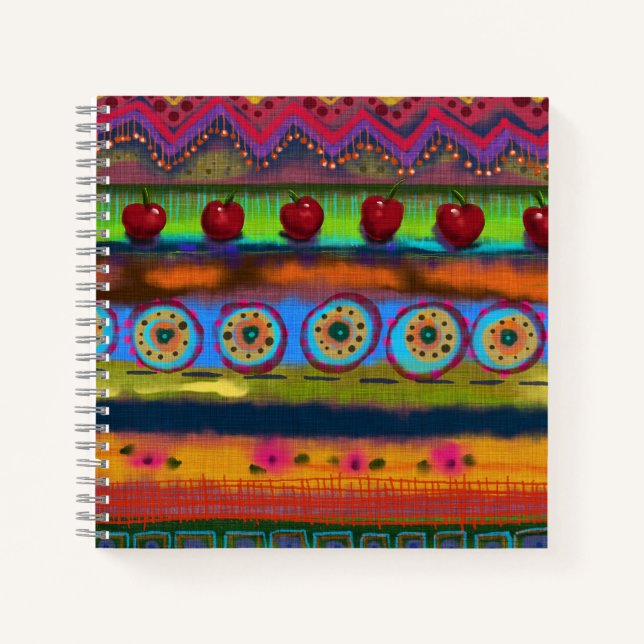 Yummy Cherries Boho Chic Beautiful Notebook (Front)
