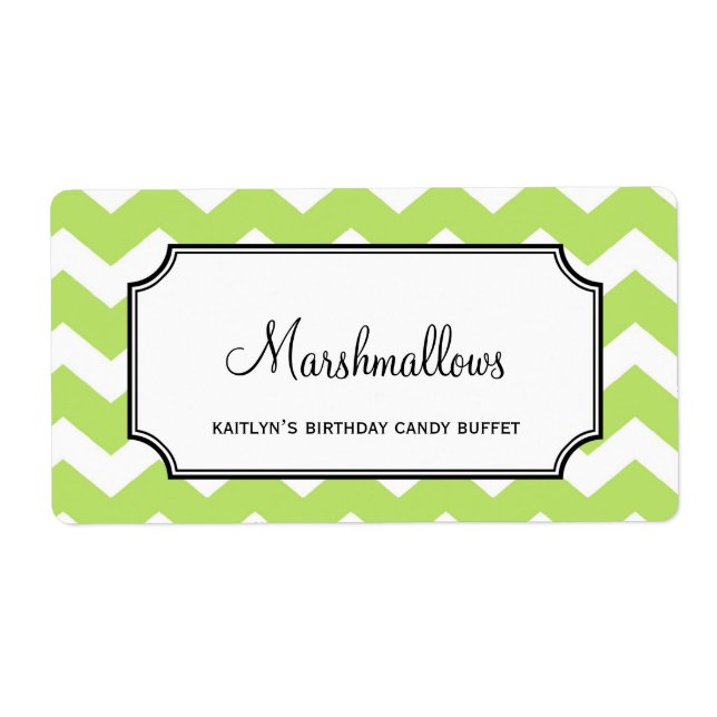 Yummy chevron green custom candy buffet jar bulk (Front)
