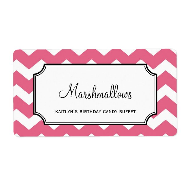 Yummy chevron pink custom candy buffet jar bulk (Front)