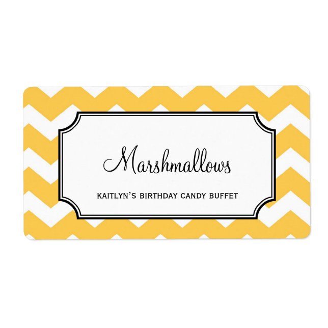 Yummy chevron yellow custom candy buffet jar bulk (Front)