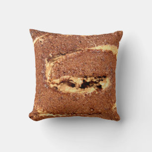 Yummy Chocolate Coffee Cream Roll Cake, Throw Pillow