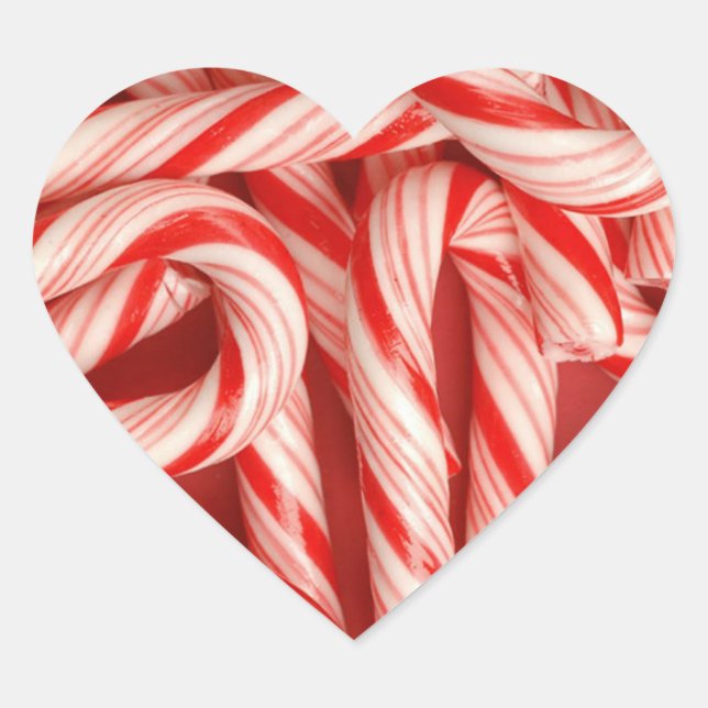 Yummy Christmas Holiday Peppermint Candy Canes Heart Sticker (Front)