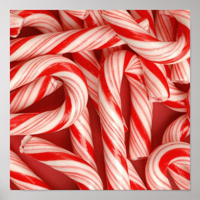 Yummy Christmas Holiday Peppermint Candy Canes Poster (Front)
