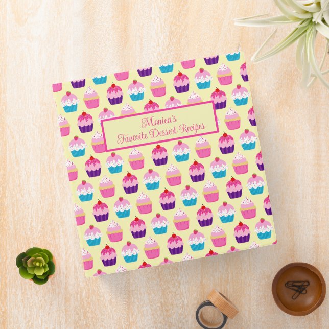 Yummy Colourful Cupcakes Pattern on Yellow Binder (In Situ)