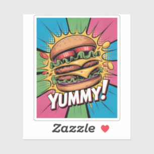 Yummy Comic Pop Art Cheeseburger Bold Fast Food