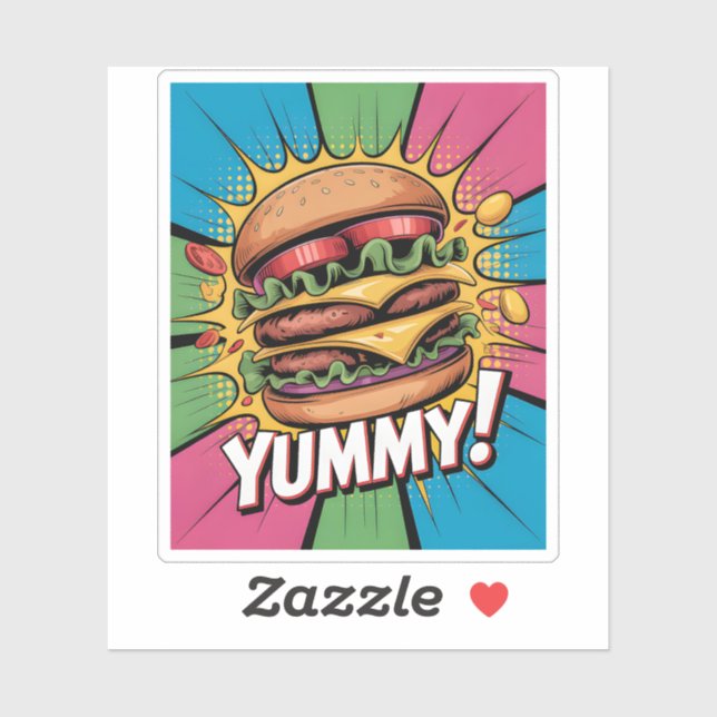 Yummy Comic Pop Art Cheeseburger Bold Fast Food (Sheet)