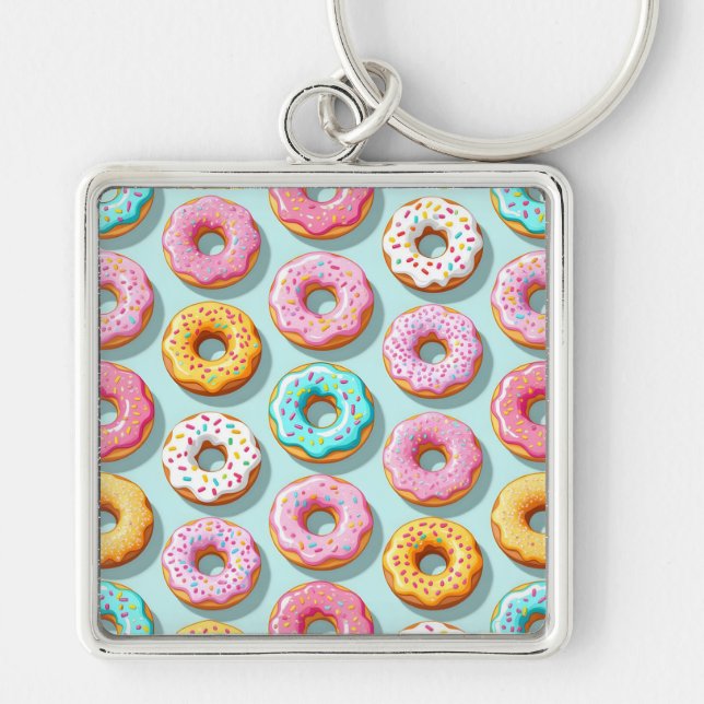 Yummy cream donuts blue keychain (Front)