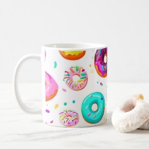 Yummy cream doughnuts pattern coffee mug