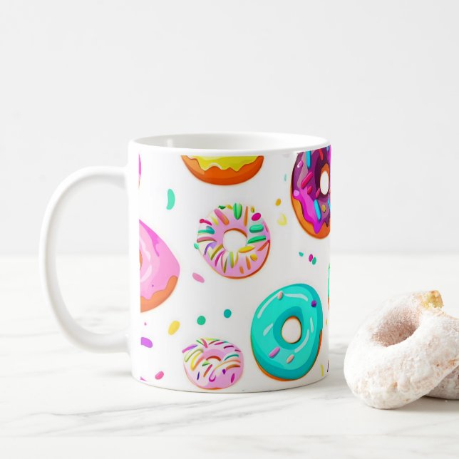 Yummy cream doughnuts pattern coffee mug (With Donut)
