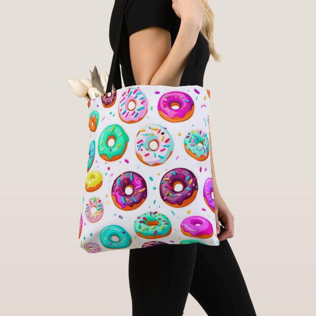 Yummy cream doughnuts pattern tote bag (Close Up)