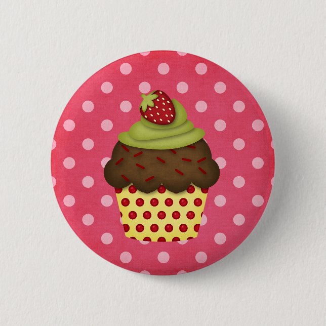yummy cupcake 2 inch round button (Front)