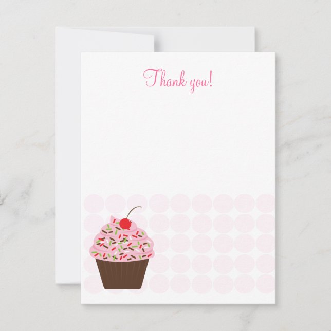 Yummy Cupcake 4x5 Flat Thank you note Card (Front)