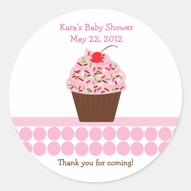 Yummy Cupcake Birthday Baby Shower Favour Sticker (Front)
