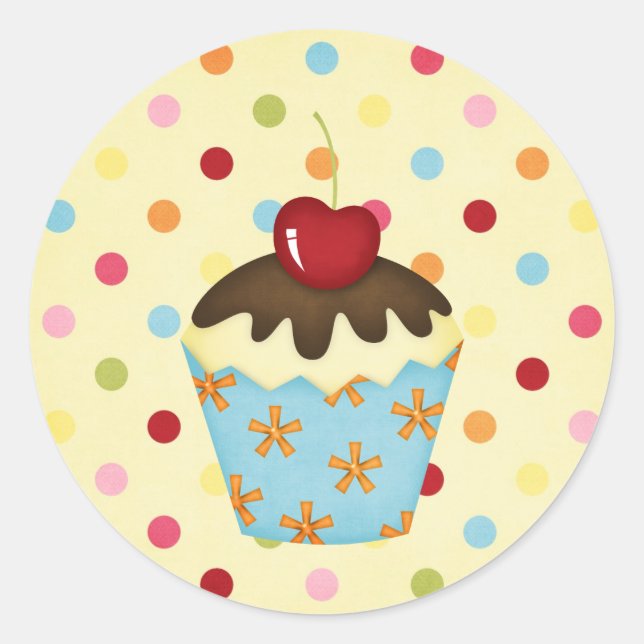 yummy cupcake classic round sticker (Front)