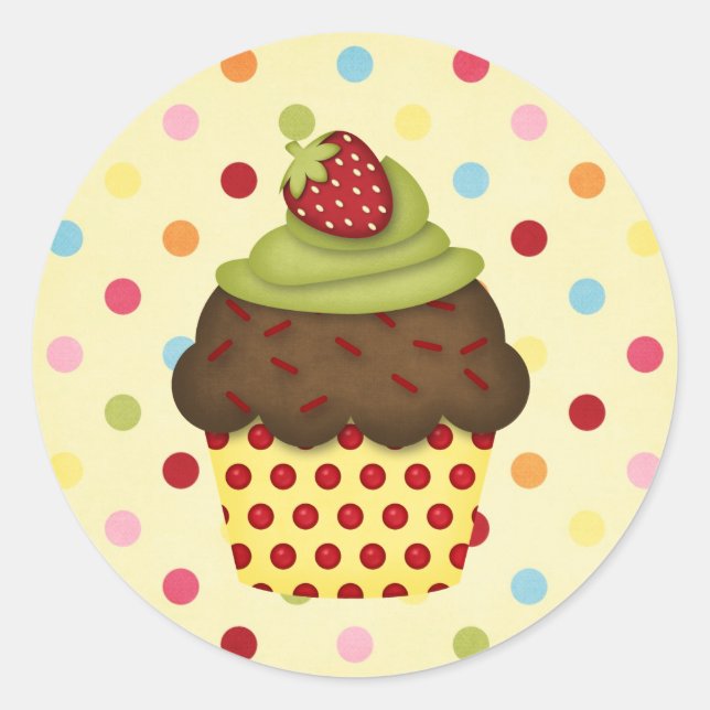 yummy cupcake classic round sticker (Front)