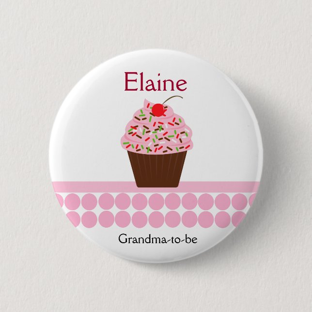Yummy Cupcake NAME TAG Personalized Button (Front)
