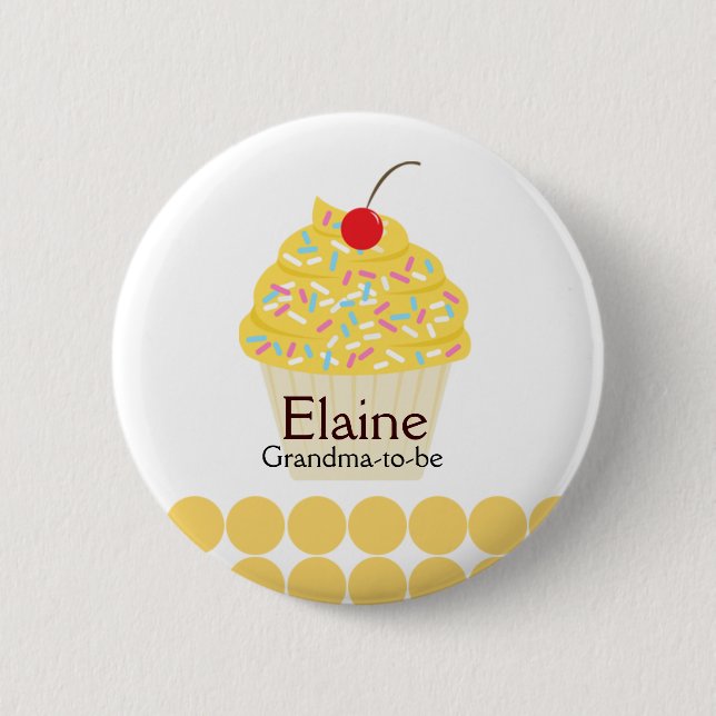 Yummy Cupcake NAME TAG Personalized Button (Front)