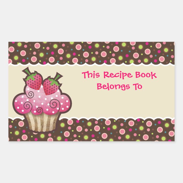 Yummy Cupcake Recipe Book Bookplates Labels (Front)