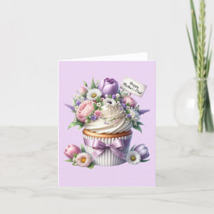Yummy cupcake with flowers for mothers day holiday card