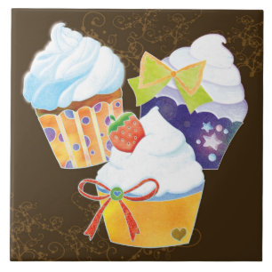 Yummy Cupcakes Chocolate Brown Kitchen TIles