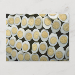 Yummy Decoration with halved hard-boiled eggs Postcard