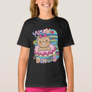 Yummy Doughnuts Baby Cat Cute Girl T-Shirt