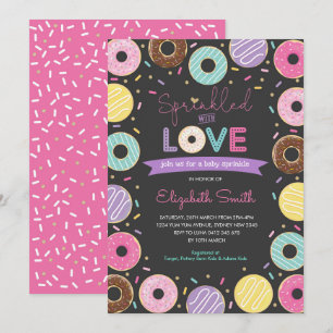 Yummy Doughnuts Girl Baby Sprinkle Chalkboard Invitation