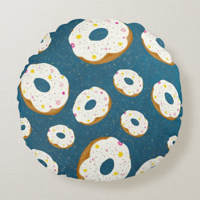 Yummy doughnuts round pillow (Front)