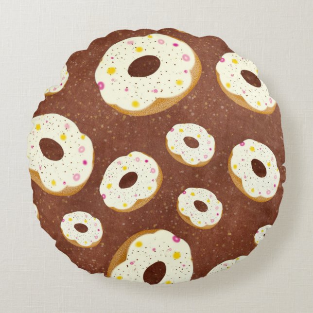 Yummy doughnuts round pillow (Front)