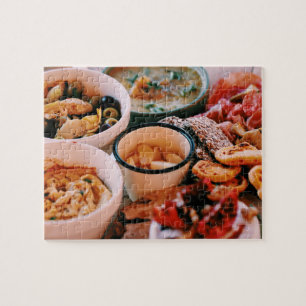 Yummy Food Festive Platter Cheese Olives Jigsaw Puzzle