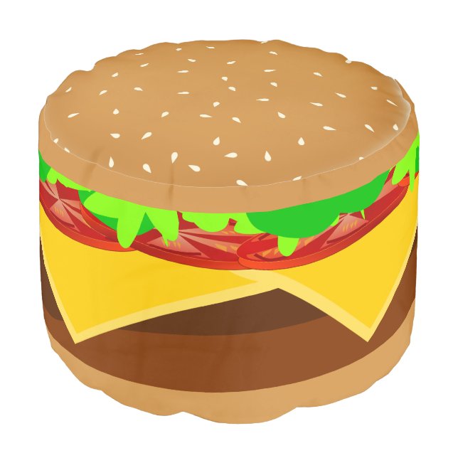 Yummy Ham Burger Fun Pouf (Angled Front)