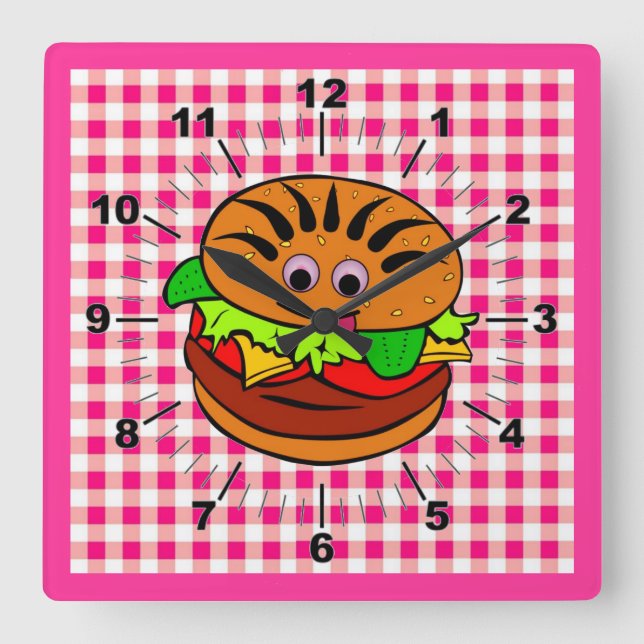 Yummy Hamburger Wall Clock (Front)