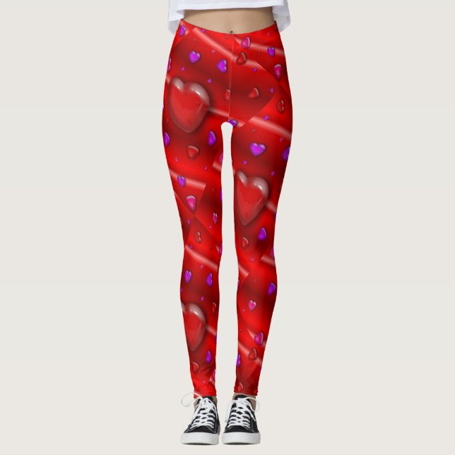 Yummy Hearts Valentine Pattern Leggings (Front)