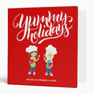 Yummy Holidays Blonde Brunette Girls BFF Sisters  Binder