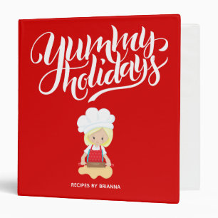 Yummy Holidays Blonde Girl Cooking Custom Text  Binder
