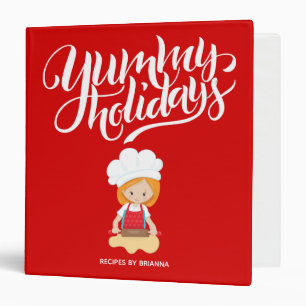 Yummy Holidays Redhead Girl Cooking Custom Text Binder