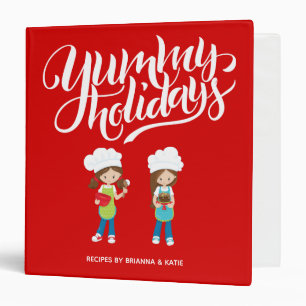 Yummy Holidays Two Brunette Girls BFF Sisters Bake Binder