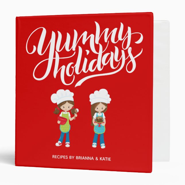 Yummy Holidays Two Brunette Girls BFF Sisters Bake Binder (Front/Inside)