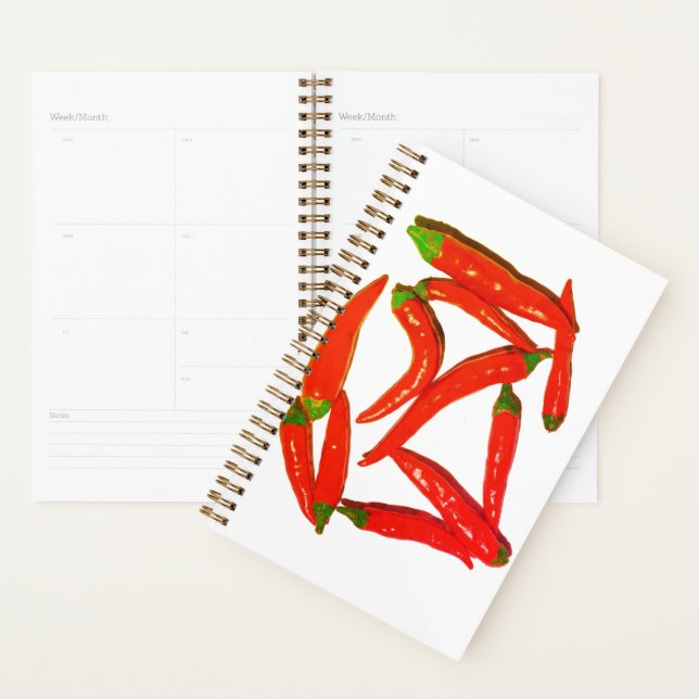 Yummy Hot Red Chili Peppers Pepper Pattern Planner (Display)