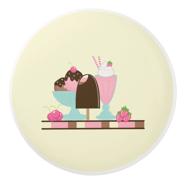 Yummy Ice Cream Desserts Ceramic Knob (Front)