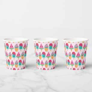 Yummy Ice Cream Trio Summer Pattern Paper Cups