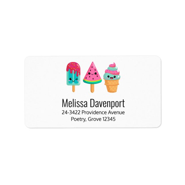 Yummy Ice Cream Trio Summer Vibe Address Label (Front)