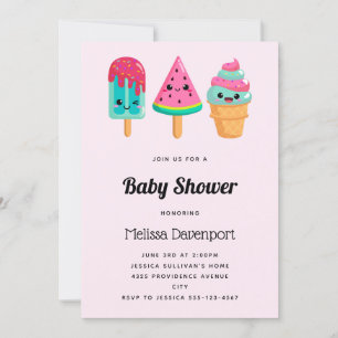 Yummy Ice Cream Trio Summer Vibe Baby Shower Invitation