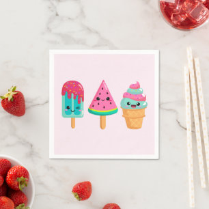 Yummy Ice Cream Trio Summer Vibe Napkin