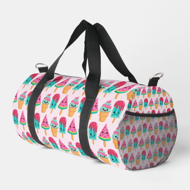 Yummy Ice Cream Trio Summer Vibe Pattern Duffle Bag (Right Corner)