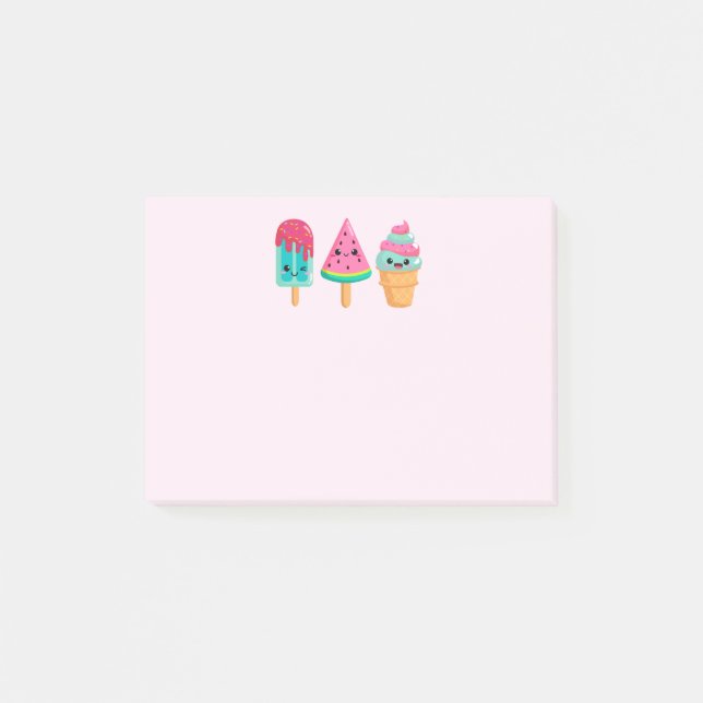 Yummy Ice Cream Trio Summer Vibe Post-it Notes (Front)