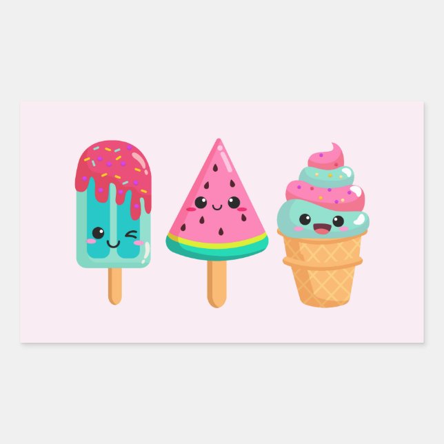 Yummy Ice Cream Trio Summer Vibe Sticker (Front)