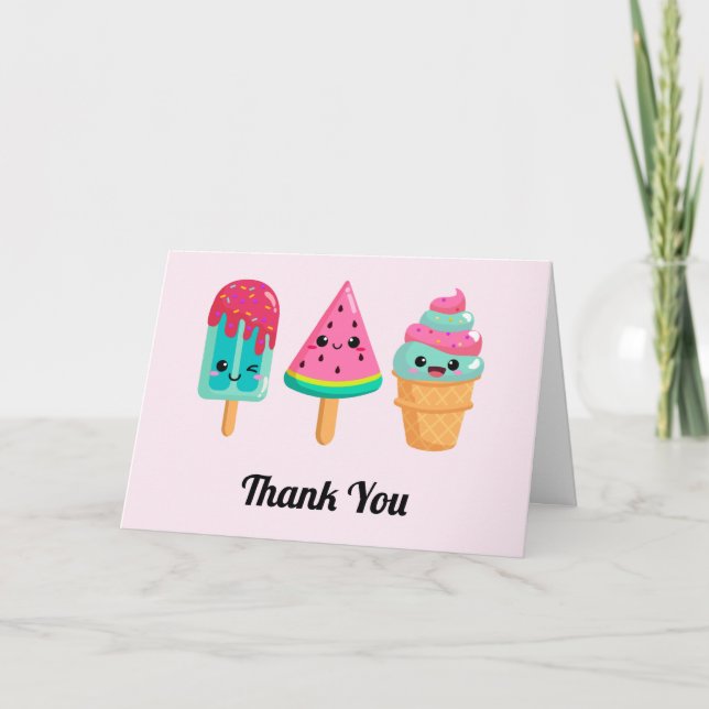  Yummy Ice Cream Trio Summer Vibe Thank You Card (Front)