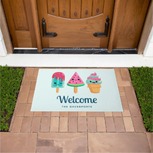 Yummy Ice Cream Trio Summer Vibe Welcome Doormat